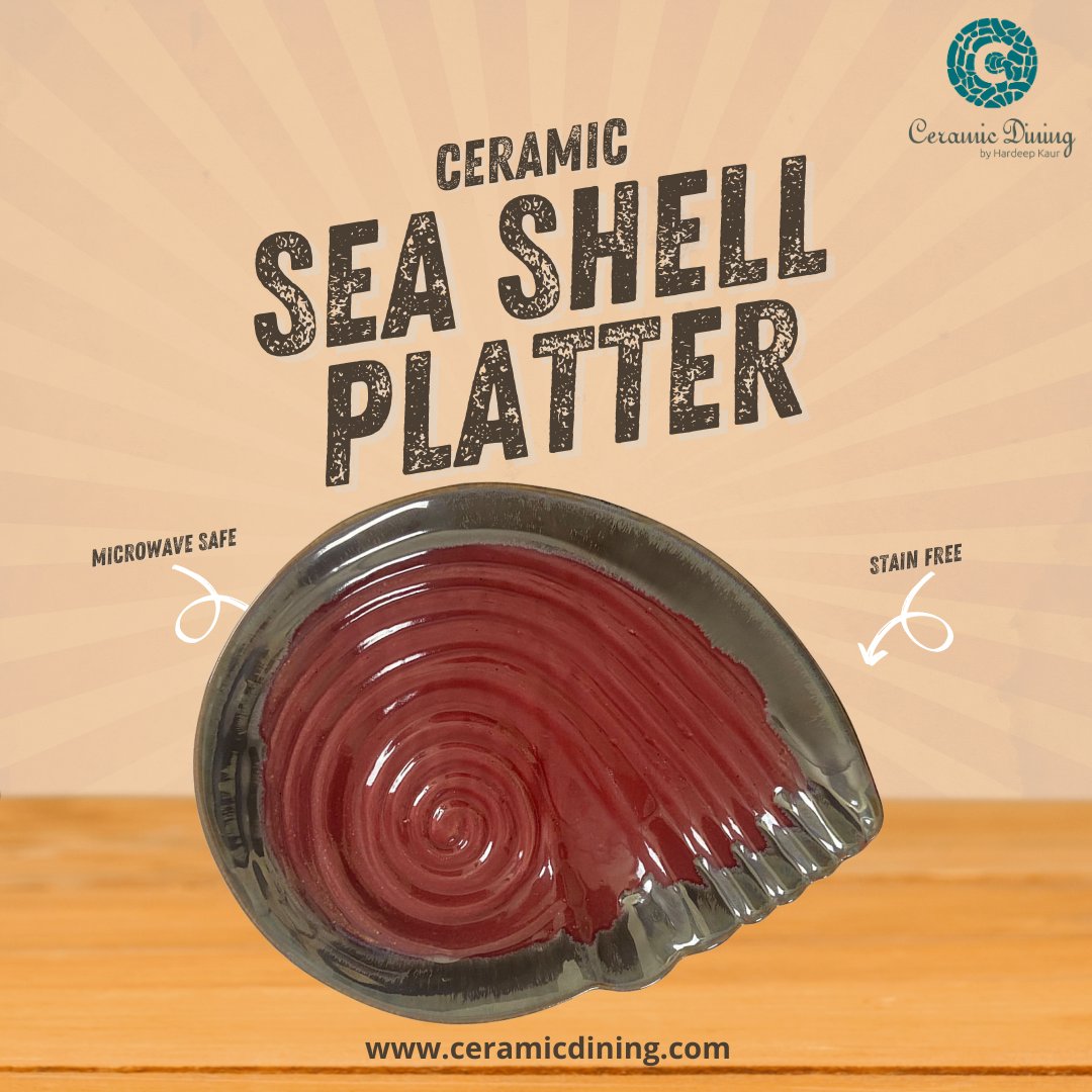 CeramicDining's tweet photo. This artistic sea shell red ceramic handmade &amp; glazed serving platter is a beautiful addition to your kitchenware from our studio collection.  

Check out our amazing collection at https://t.co/w9NGFg8RL3

#CermaicDining #handmadeproducts #madeinindia #ceramicplatter #platter https://t.co/9EH3xJAyJ7