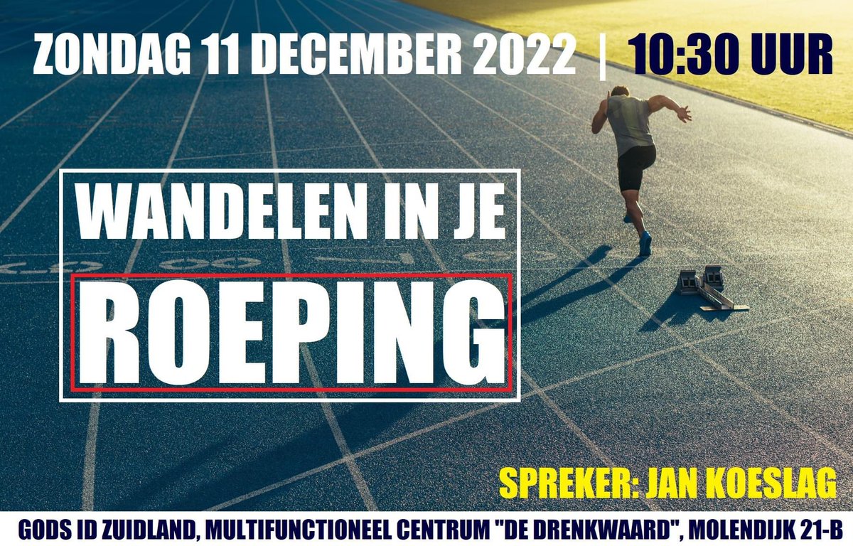 godsid1's tweet photo. Op zondag 11 december ben je van harte welkom om 10:30 uur bij Gods ID Zuidland. Jan Koeslag zal spreken over het thema: Wandelen in je roeping.

Er is een kinderprogramma aanwezig voor kinderen van 4 t/m 11 jaar oud.

#Zuidland #gemeente #kerk #voorneputten #nissewaard #godsid https://t.co/1FsZAEicER