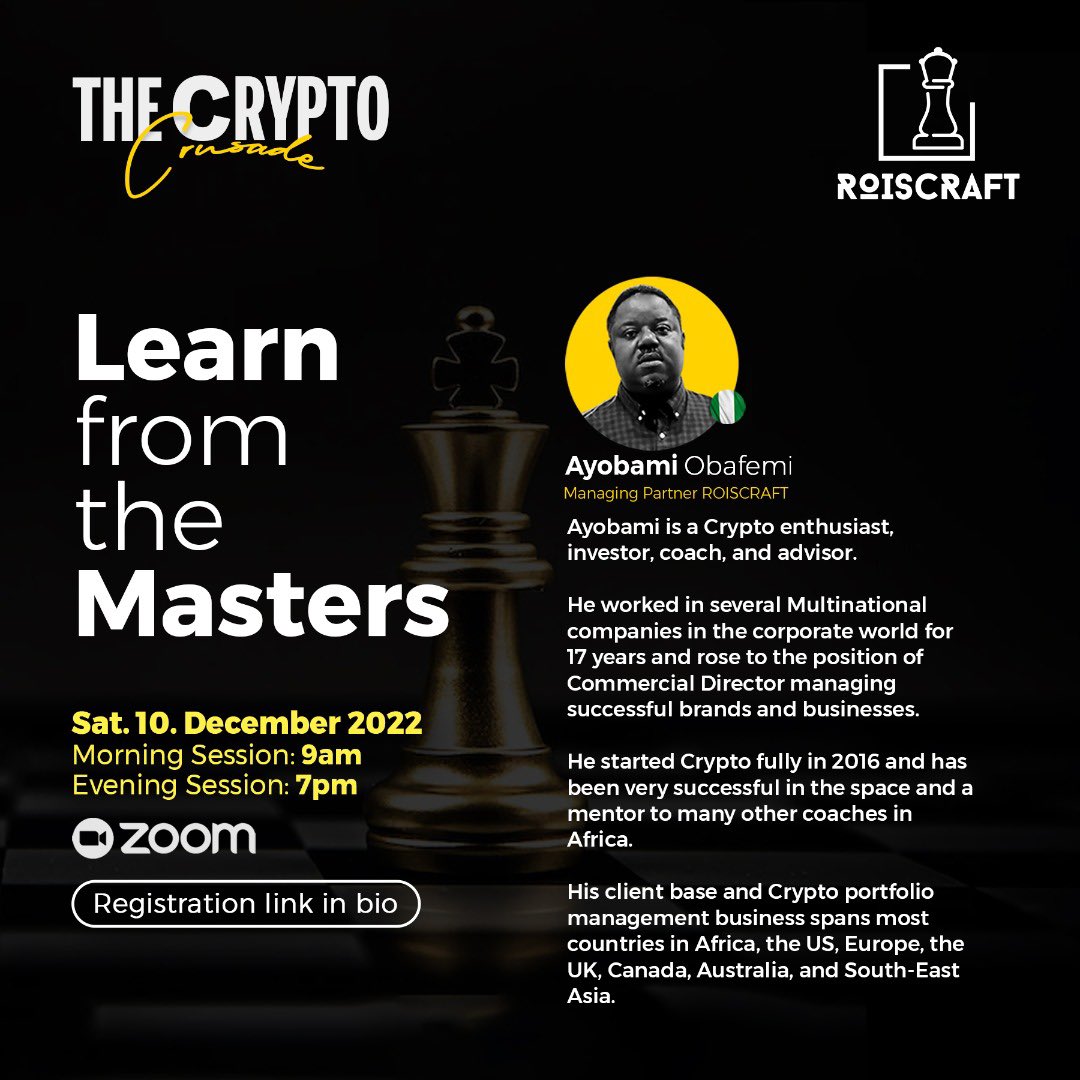 Apexwhalee's tweet image. There’s so much to learn at the ROISCRAFT Crypto Crusade that is ongoing now.
 #LearnFromTheMasters