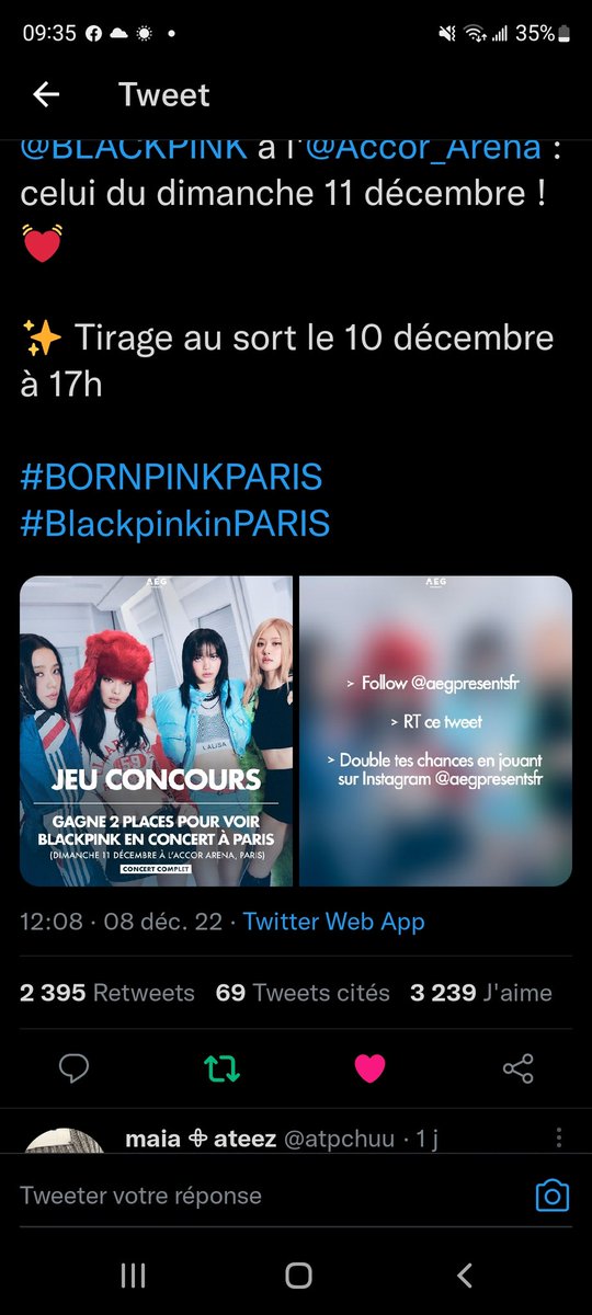 Sokapique's tweet photo. @AEGPresentsFR @BLACKPINK @Accor_Arena Je tente ma chance 🤞🤞 s'il vous plaît j'ai tellement envie des les voir svp svp 🤞 https://t.co/Ce3N6XUsAh