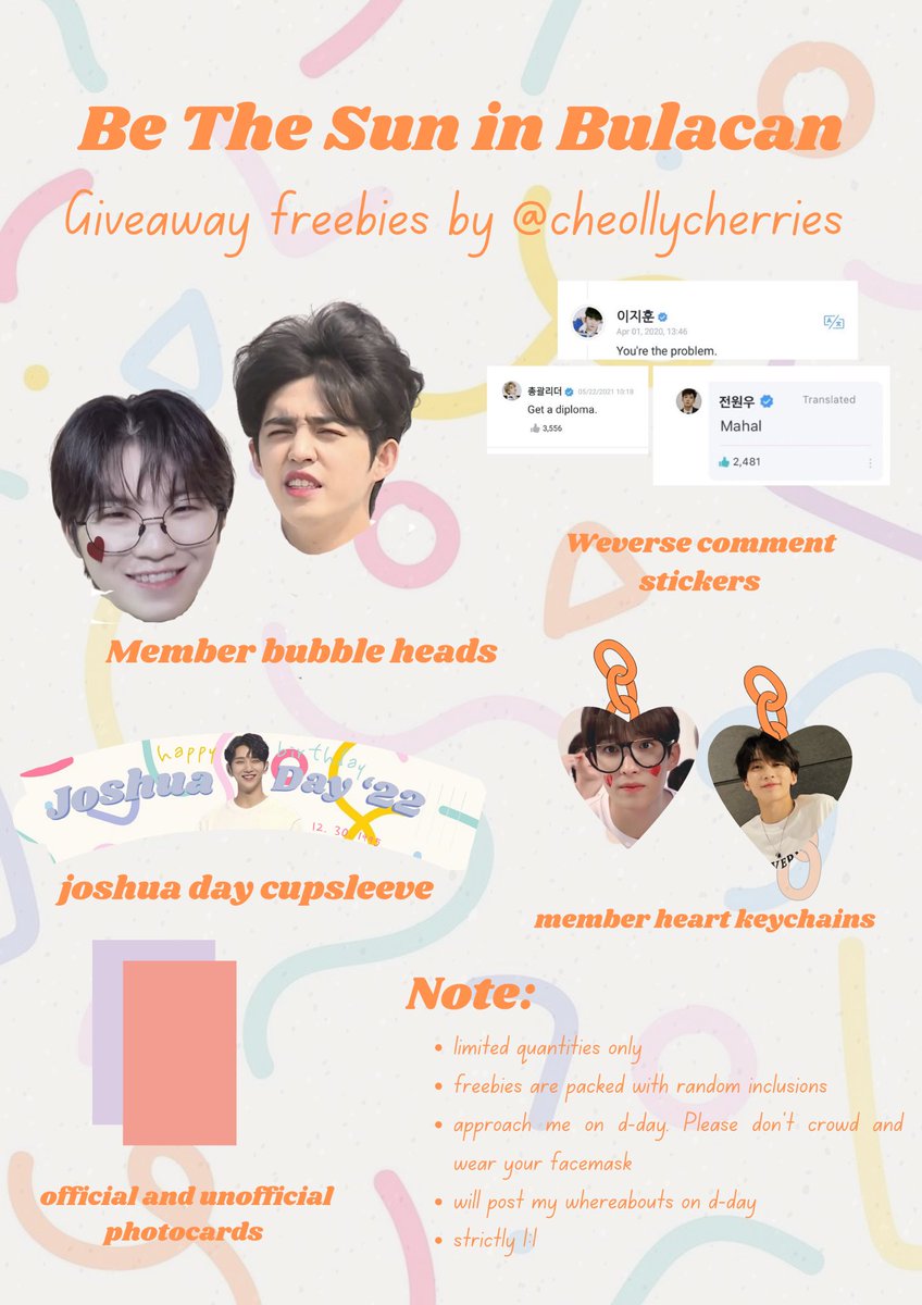 belle 🍒 (@cheollycherries) on Twitter photo Giving away these freebies for BETS in Bulacan 🥹🫶🏼
Like & rt to spread hehe 🥹 can’t wait to see you all 🥹 #BeTSinBULACAN Giving away these freebies for BETS in Bulacan 🥹🫶🏼
Like & rt to spread hehe 🥹 can’t wait to see you all 🥹 #BeTSinBULACAN
