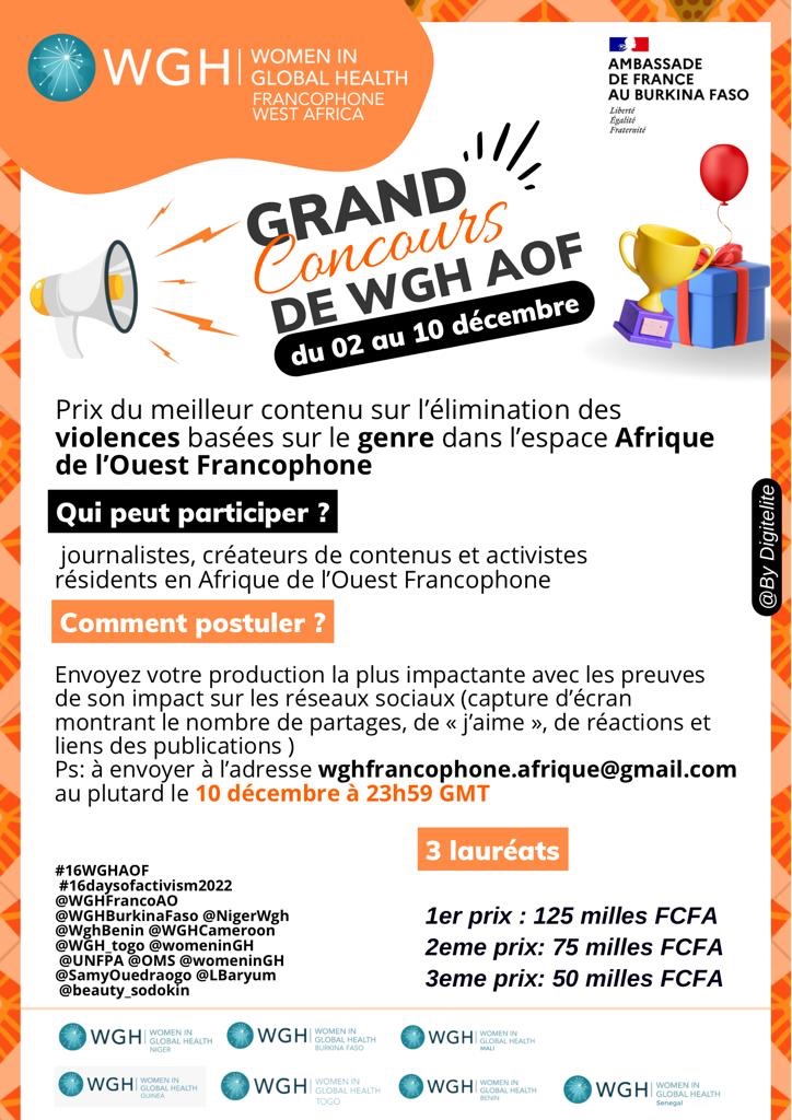 Hello à tous !!! Les 16 jours d’activisme s’achèvent aujourd’hui mais la lutte doit continuer et rester une préoccupation quotidienne. ‼️‼️‼️‼️‼️‼️‼️N’OUBLIEZ SURTOUT PAS DE SOUMETTRE VOS ÉLÉMENTS AVANT 23H59 GMT 🙌🏾🙌🏾🙌🏾🙌🏾