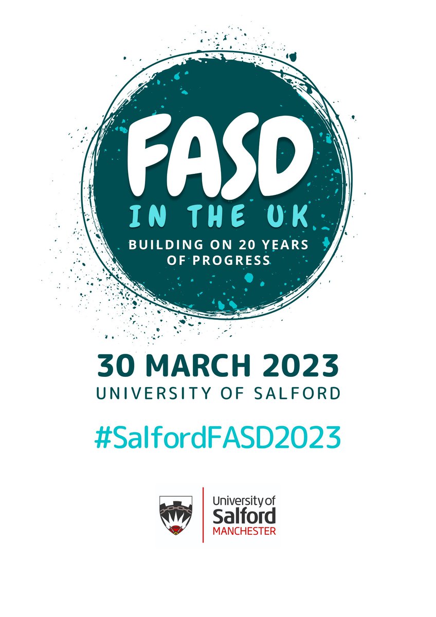 🤔💭Do you work with children or vulnerable adults? 🤔💭Join us for the #SalfordFASD2023 conference #FASD in the UK:Building on 20 years of progress, 30th March 2023 #Manchester #FASD #alcohol #alcoholawareness #SaturdayMotivation Find out more:  shop.salford.ac.uk/conferences-an…