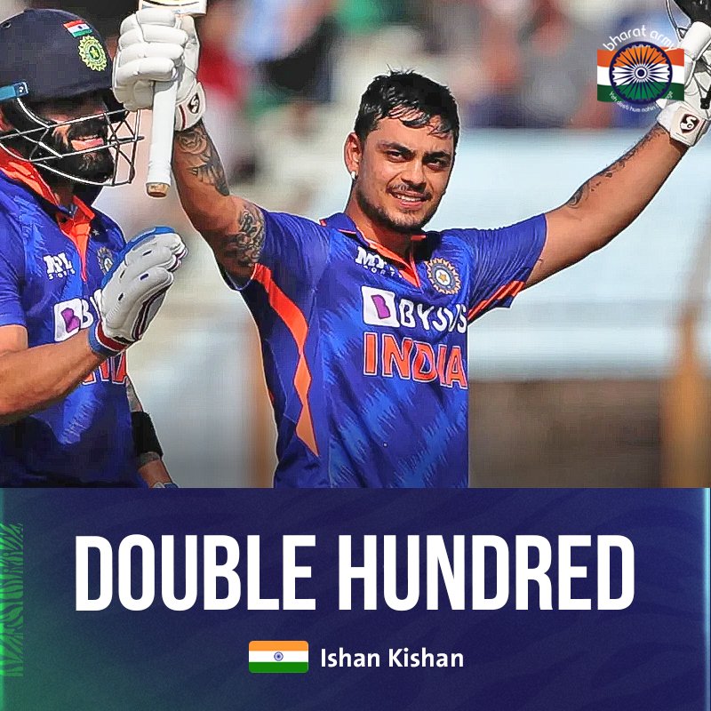 Trivedig5's tweet photo. #ishankishan Makes his Maiden
DOUBLE CENTURY in style
2️⃣0️⃣0️⃣*

💥💥💥👌👌💥💥💥💥

What a Terrific Knock !
He played with a strike rate of 160

Long way to go @ishankishan51 
#INDvsBAN https://t.co/P1qr1sjfrI