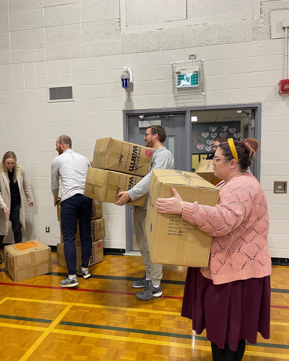 OLOPecsd's tweet photo. A week before @OperationWarm and the FEDEX volunteers arrived, @olopecsd received a special delivery. The excitement for the big day was growing as the staff helped bring in the boxes filled with nearly 500 coats. Our hearts are full. #ecsdfaithinspires #edmontoncatholicschools https://t.co/cqzgQZKIPt
