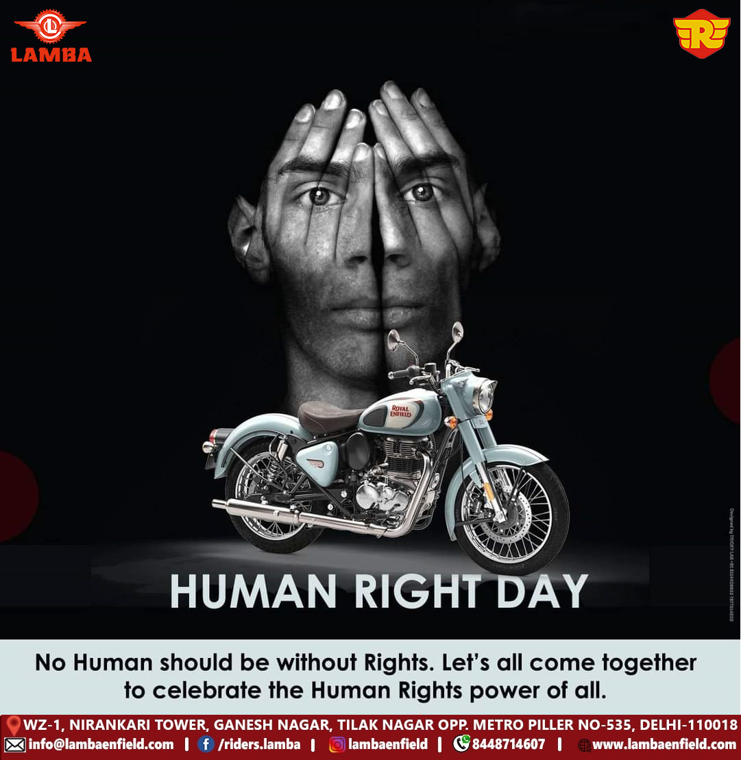 PvtLamba's tweet photo. Human rights must work to uplift human dignity. Let us celebrate today the glorious Human Rights Day.

Happy Human Rights Day..

#HumanRightsDay #equality #freedom #humanity #justice #SocialJusticeForAll #genderequality #FundamentalRight #humanbeings #RoyalEnfiled #lambaenfield https://t.co/GwE4LeXuwU