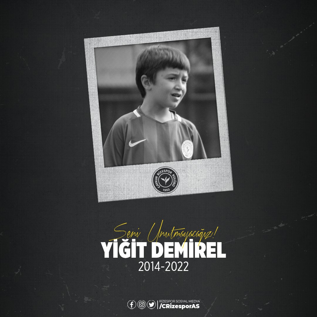Altyapı futbolcumuz, minik yavrumuz Yiğit Demirel’in vefat haberini derin bir üzüntüyle öğrenmiş bulunmaktayız.  

Yiğit’imize Allah'tan rahmet, başta ailesi olmak üzere sevenlerine ve camiamıza başsağlığı diliyoruz.