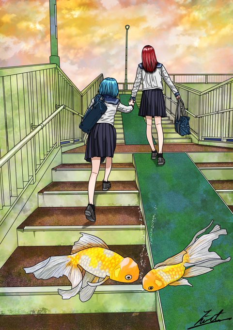 「青髪 金魚」のTwitter画像/イラスト(新着)｜2ページ目
