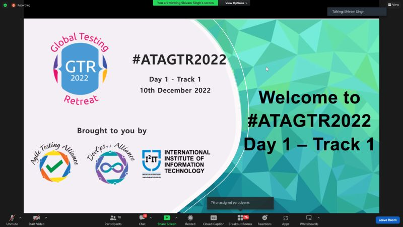 So we are now starting Track 1 for the 1st Session of ATAGTR2022 with our speaker Pallavi Vadlamani and <a href="/gaya3manoj/">Gayathri Mohan</a> on the topic " Continuous testing strategy for CFRs". Tune in now and don't miss out on this amazing session.