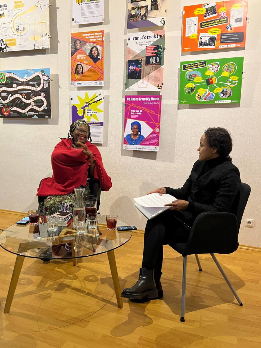 drstellanyanzi's tweet photo. @Blen_Ge hosted me in Berlin at @intertwilight to discuss my poetry, protests and praxis. @SBellinghausen took amazing photos of me in the red r0g blanket. Feminist spaces rock! https://t.co/hdAQp4OG0z
