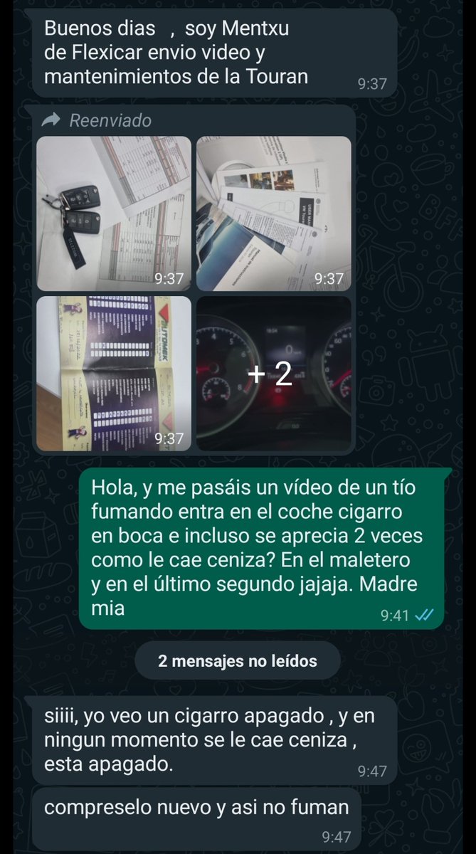 Me enseñan un coche con un comercial fumando dentro y esto me dicen ¿Si <a href="/Flexicar_es/">Flexicar</a> me contesta así antes de pagar 26000€, como me contestará una vez los halla pagado? Que falta de profesionalidad. Pensaros muy bien donde compráis un coche de 2ªmano. Yo escapo de esta gente