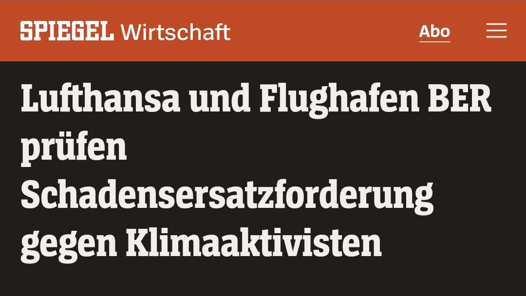 saki_umwelt's tweet photo. Die Lufthansa fordert Schadensersatz, weil Klimaaktivisten von @AufstandLastGen auf der Landebahn demonstriert haben.

Zur Info.
Die Lufthansa ist das Unternehmen, welches 2020 durch Steuergelder gerettet wurde und seit fast einem Jahrhundert das Klima zerstört. https://t.co/PmgBhsKFOd