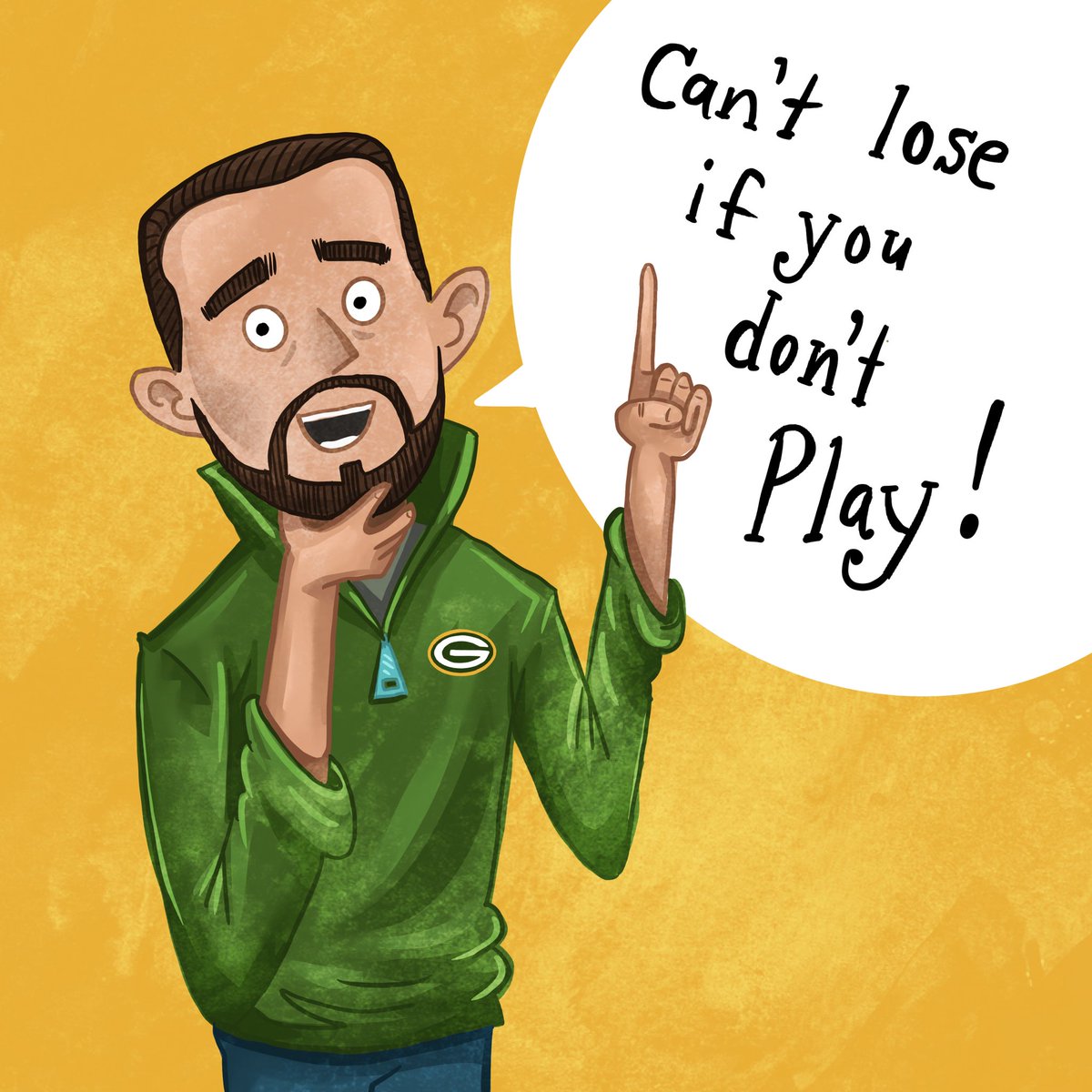 LeapsOfLogic's tweet photo. This team seems to find new ways to lose all the time, but we're sure they can make it out of this weekend unscathed. Can anyone else remember the last time they were this excited that there's NOT a game this week?

#packers #greenbaypackers #gopackgo #nfl #football #illustration https://t.co/S6A8AXCyHt