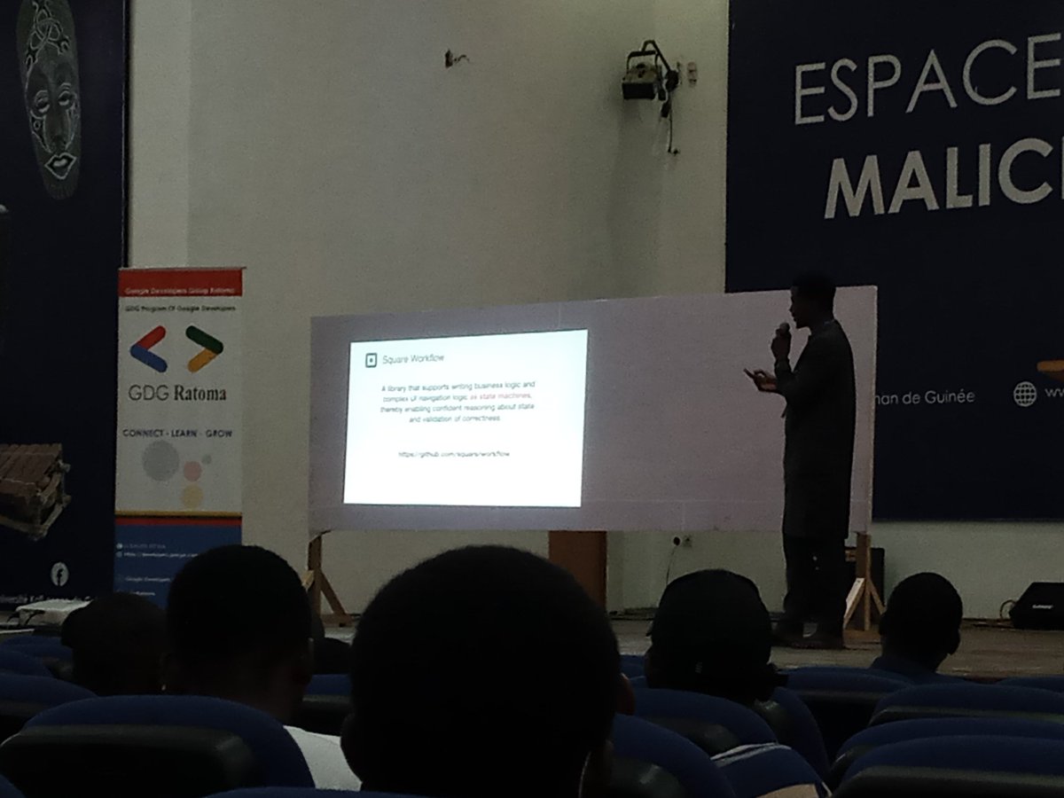Cyprien_T's tweet photo. State Machines et comment elles façonnent les architecture mobiles par @Rygellouv, Ingénieur lociciel chez @sendwaveapp 
#DevFest #DevFestConakry #DevFestConakry2022 #GDG https://t.co/FbiEImf7SK