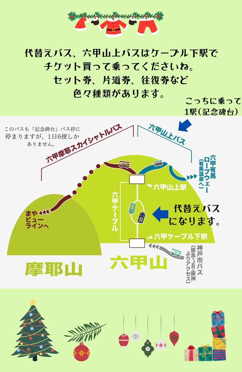 nacomitanaka's tweet photo. 明日 六甲山Third Place Rokkoに公共交通機関で来て下さるお客様のためにバスのご案内を作ってみました!気を付けてきてね!#六甲山 #thirdplacerokko #nacometers https://t.co/6Dm6bOiaV0