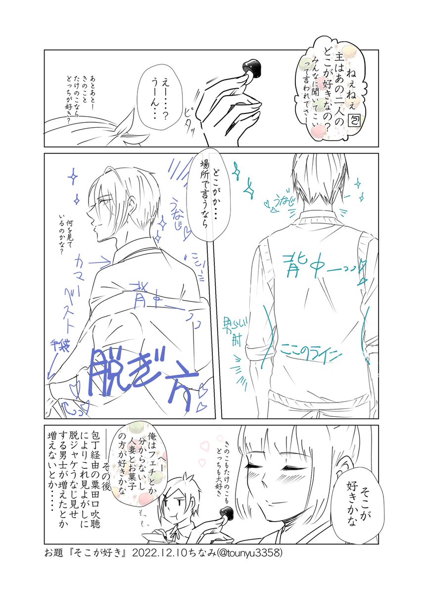 #W山姥切と女審神者版60分一本勝負

お題『そこが好き』

W山姥切です。
好きな所がフェチの話になってしまった審神者さん。 