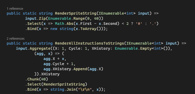 madSimonJ's tweet photo. Today's #AdventOfCode was a lot of fun, even if debugging the second part took rather longer than anticipated.  The #FunctionalCSharp approach called for a lot of Aggregate calls this time to get it all in the correct form.

https://t.co/HDi56UeZ9n https://t.co/IsmeTjIvC1