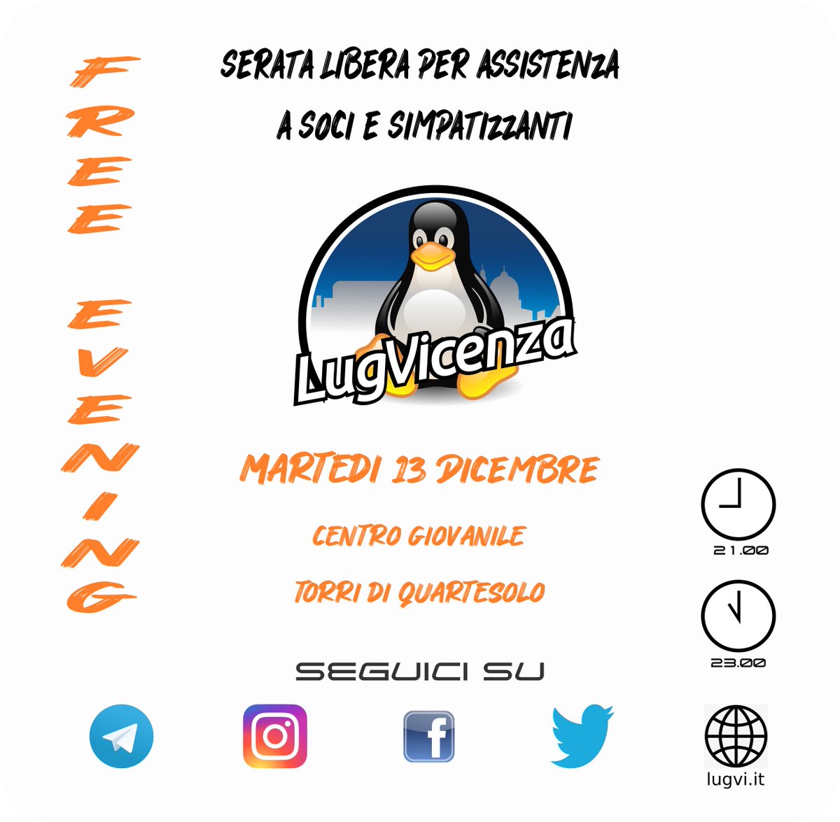 lugvi's tweet photo. Martedì 13 dicembre dalle ore 21 presso il Centro Giovanile di Torri di Quartesolo ci troveremo con una serata libera per dare supporto a soci e simpatizzanti. Vi aspettiamo. https://t.co/evGtcUdojE