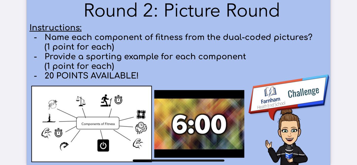 MissRice_PE's tweet photo. University Challenge done in FHES Style to revise the 10 Components of Fitness we’ve been learning as a fun final lesson before Christmas! Let’s hope the appreciate the amount of effort that’s gone into this!😂 https://t.co/WdmXUoneUV
