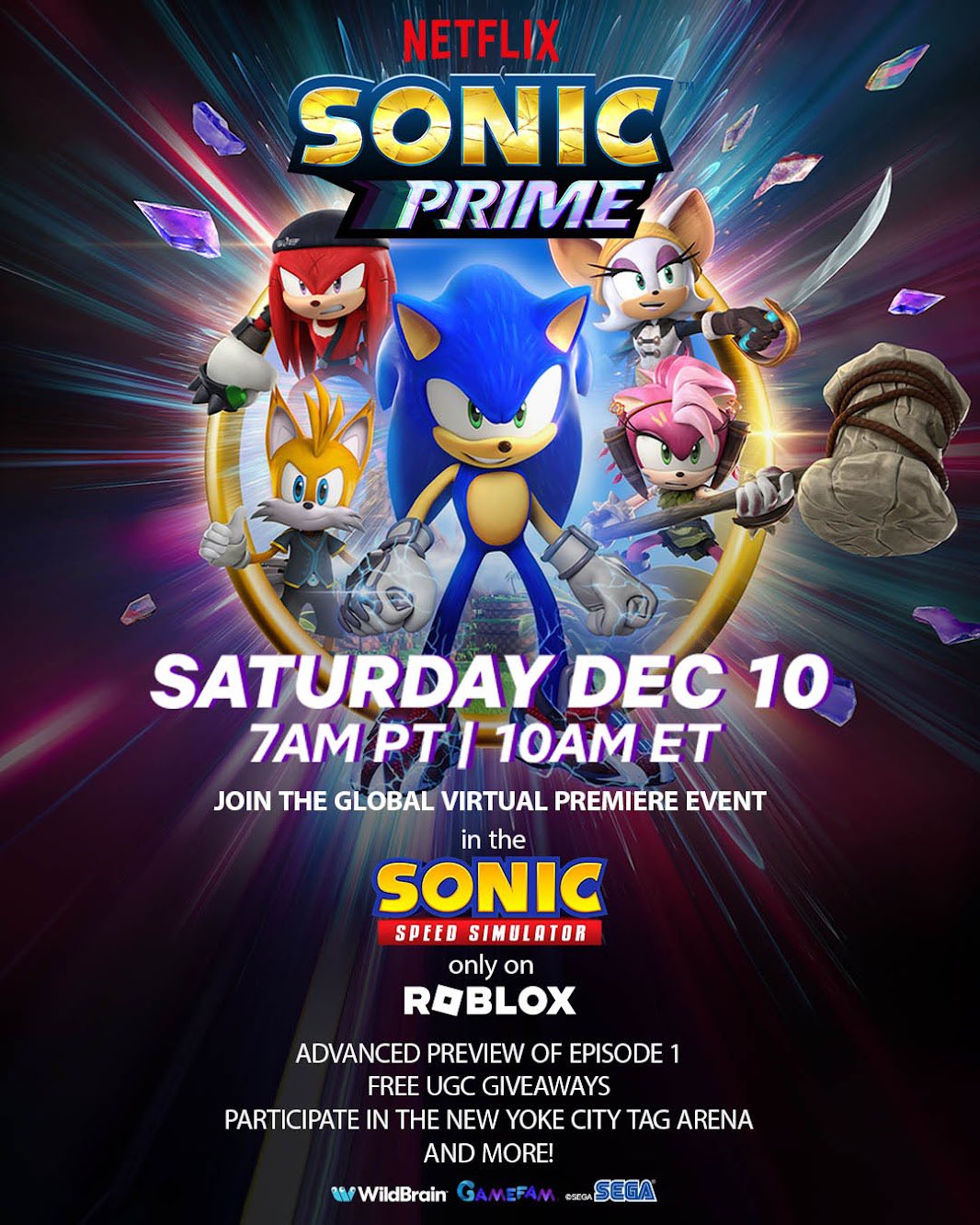 Sonic Speed Simulator on X: The Sonic Prime Premiere starts EXCLUSIVELY in Sonic  Speed Simulator in 10 minutes! Watch Episode 1 for FREE, reruns happening  every 45 minutes! #Roblox #SonicPrime You do