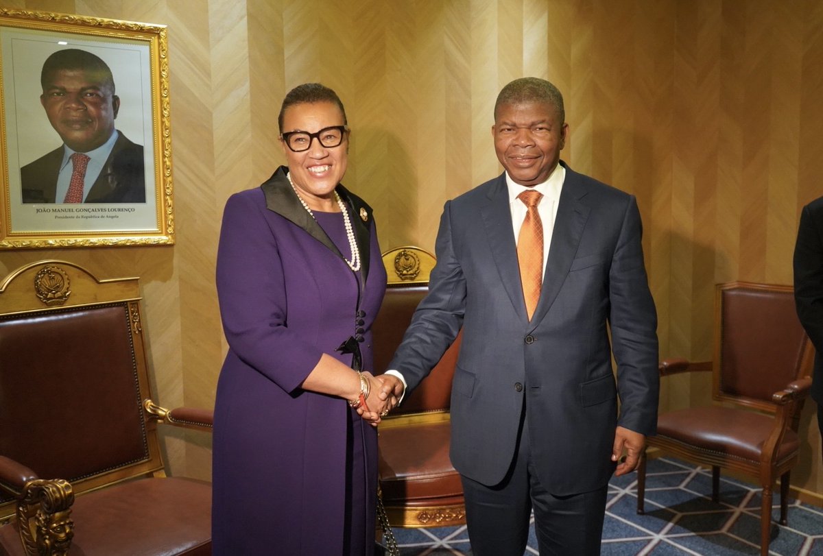 PScotlandKC's tweet photo. Deepest thanks to HE João Lourenço @jlprdeangola, President of #Angola for hosting the @CommonwealthSec delegation in beautiful Luanda for 10th #OACPSSummit. I look forward to strengthening our partnership around #ClimateChange #Peace #Trade as 🇦🇴 takes over Presidency of #OACPS. https://t.co/VTeFfQ8KKB