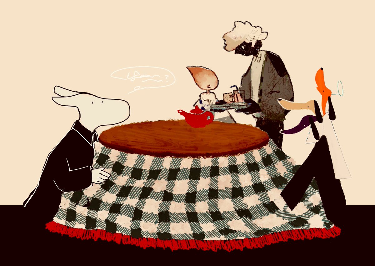 table suit tray formal teapot furry black jacket  illustration images