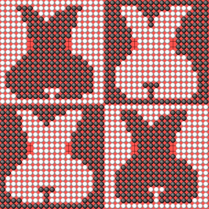 セキで引き分けになってるウサギですひとつ19×19、100羽実は顔がぜんぶ違いますぜひ碁盤に並べてみて下さい!#囲碁アート 