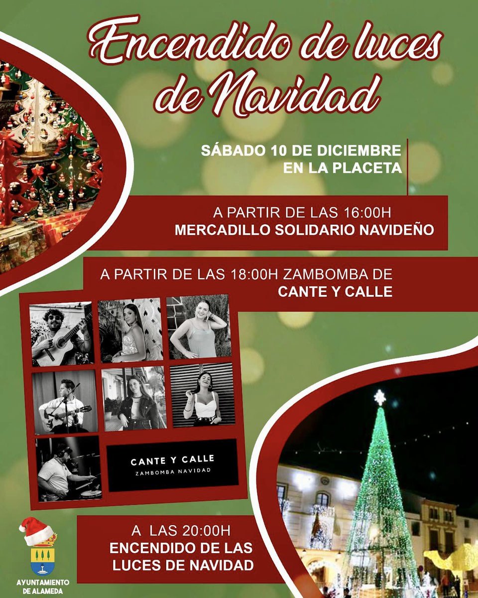 🎄🎅 #Navidad Alameda 🎅🎄

🗓️ Esta tarde
⏰ a partir de las 16:00 h.
👉 en la Placeta
🥳🎉 encendido de las luces de Navidad 🎉🥳

¡¡ No te lo pierdas!!
#Alameda #Navidad2022 #PueblosdelTempranillo