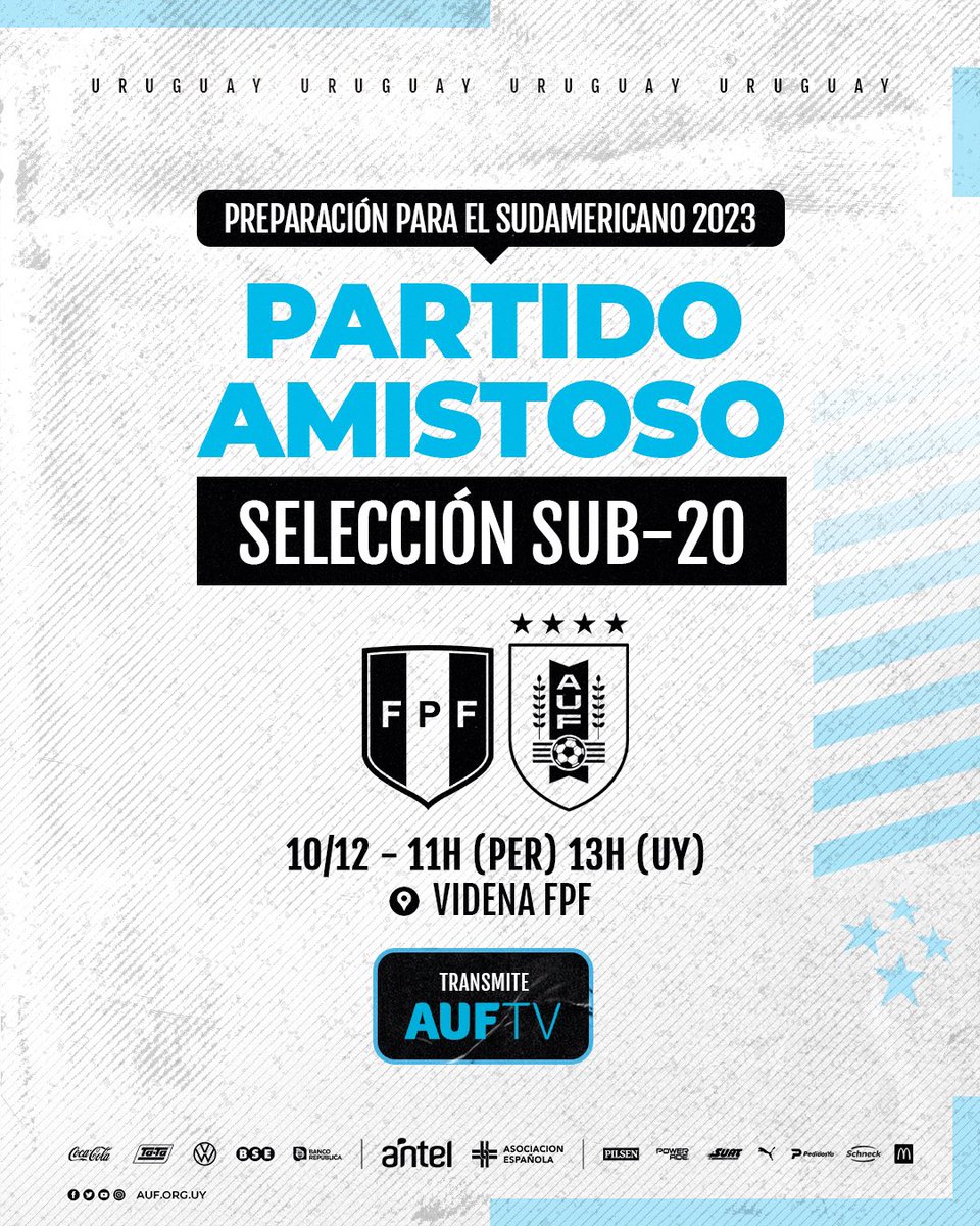 Amistosos sub-20: Uruguay vs Chile en vivo por AUF.TV - AUF