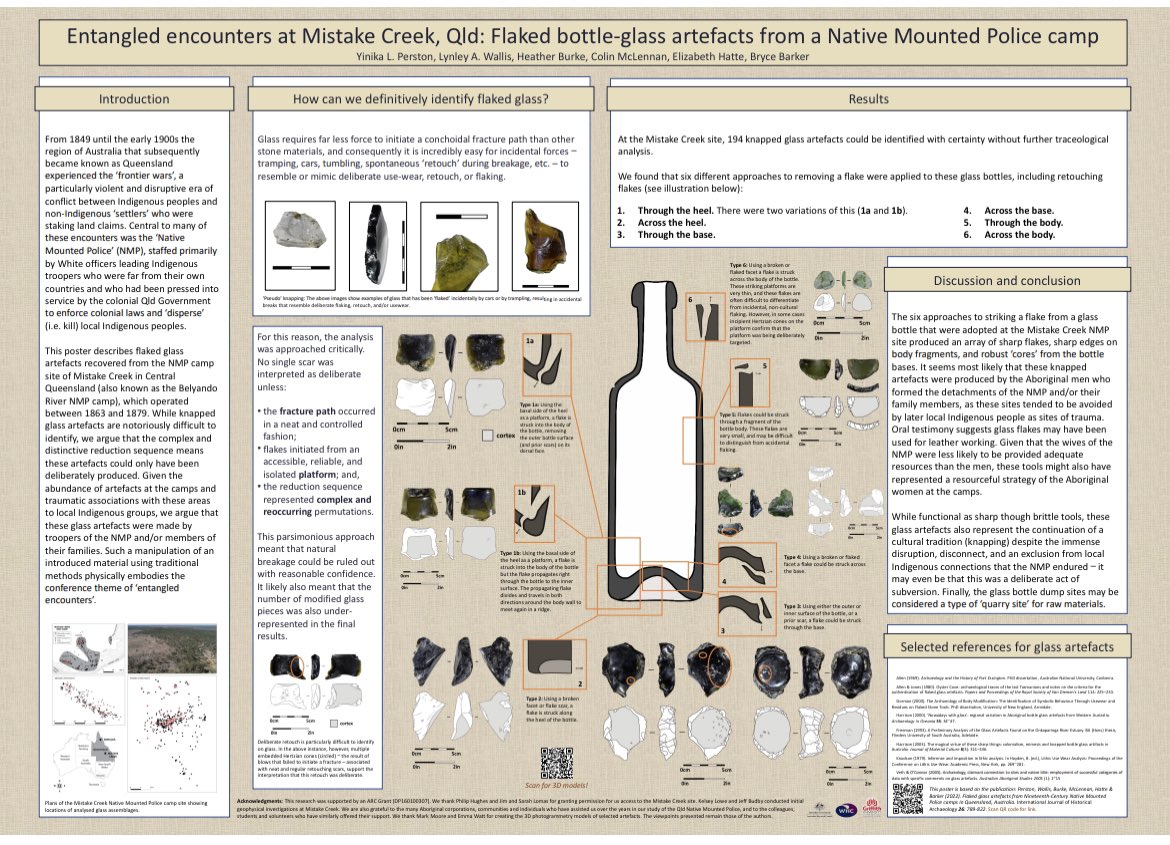 LynleyWallis's tweet photo. Congratulations to the fab @PerstonYL for her best poster prize from #AAA45 on #glass #artefacts from a native mounted police camp in central #qld #nmp #histarch #heritagematters #alwayswasalwayswillbe https://t.co/CObFpZKQe1