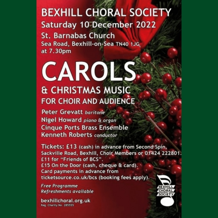 Bexhill Choral Society's Christmas concert, Tonight, 7.30pm St Barnabas Church Bexhill.  Tickets available on the door 
#bexhill #eastsussex #bexhillchoralsociety #Christmas #christmascarols #cinqueportsbrassensemble