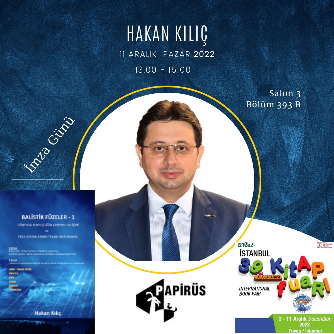 Yarın TÜYAP Kitap Fuarı'nda 13.00-15.00 arası yeni kitabım (Balistik Füzeler-1,Dünyada Roketçiliğin Tarihsel Gelişimi ve Füze Sistemlerinin Teknik İncelenmesi) için imza gününe beklerim. 
Salon 3, Bölüm 393B.