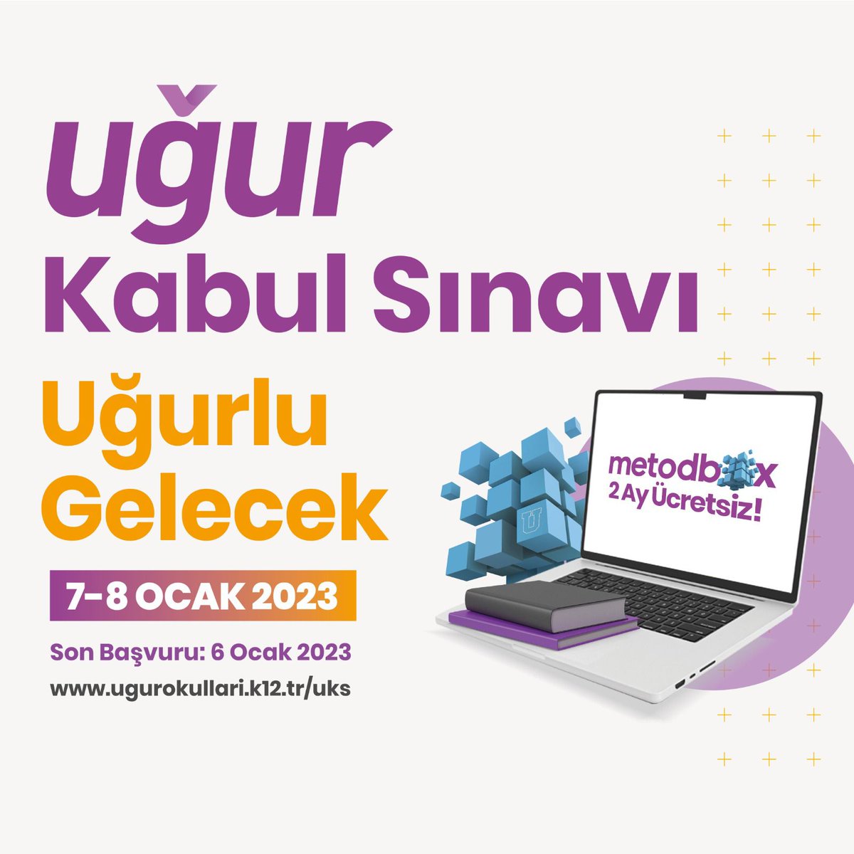 Uğurlu bir gelecek için hazırlan! 🚀
4. ve 11. sınıf kademeleri arasındaki tüm öğrencilerin katılımına açık Uğur Kabul Sınavı, 7-8 Ocak tarihlerinde!
👉🏻Detaylı bilgi ve başvuru için: ugurokullari.k12.tr/uks 
#UğurluGelecek
