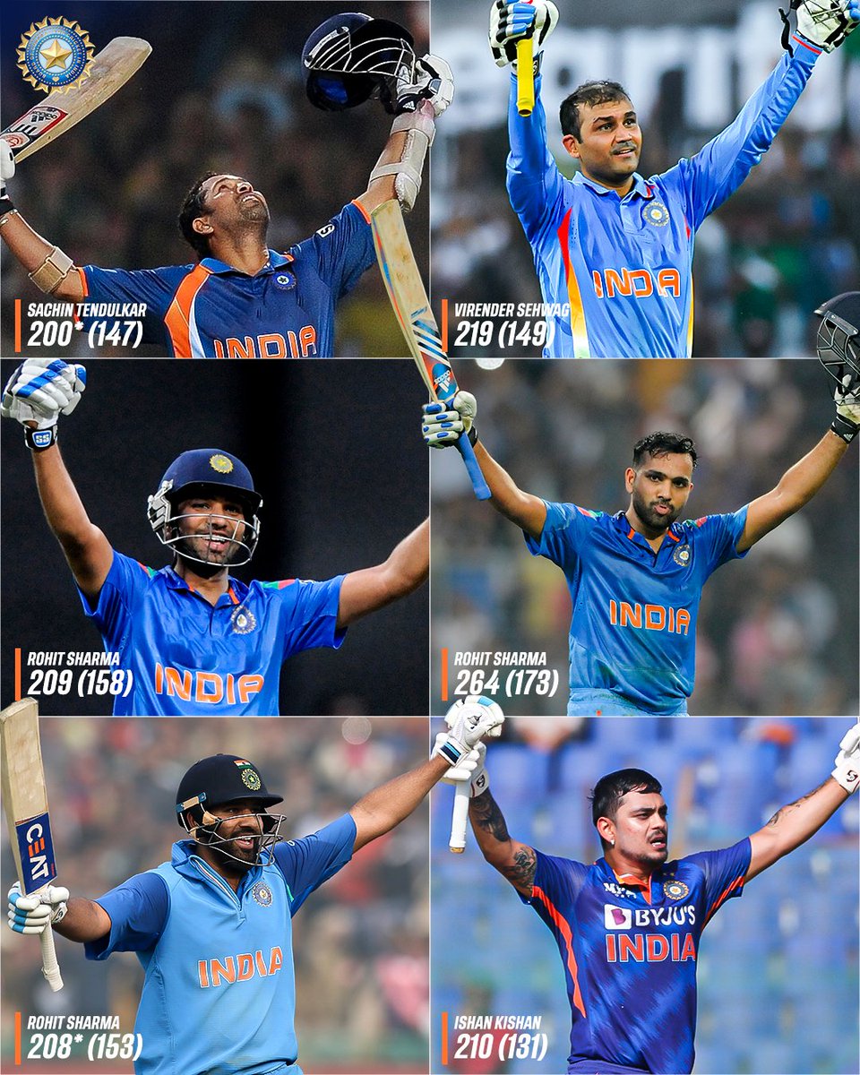 BCCI (@bcci) on Twitter photo Double Tons by Indian batters in ODIs!!
<a href="/sachin_rt/">Sachin Tendulkar</a> โ
@Virendersehwag โ
<a href="/ImRo45/">Rohit Sharma</a> โ
& now <a href="/ishankishan51/">Ishan Kishan</a> ! ๐๐ป๐๐ป
An elite club to be a part of ๐
#TeamIndia Double Tons by Indian batters in ODIs!!
<a href="/sachin_rt/">Sachin Tendulkar</a> โ
@Virendersehwag โ
<a href="/ImRo45/">Rohit Sharma</a> โ
& now <a href="/ishankishan51/">Ishan Kishan</a> ! ๐๐ป๐๐ป
An elite club to be a part of ๐
#TeamIndia