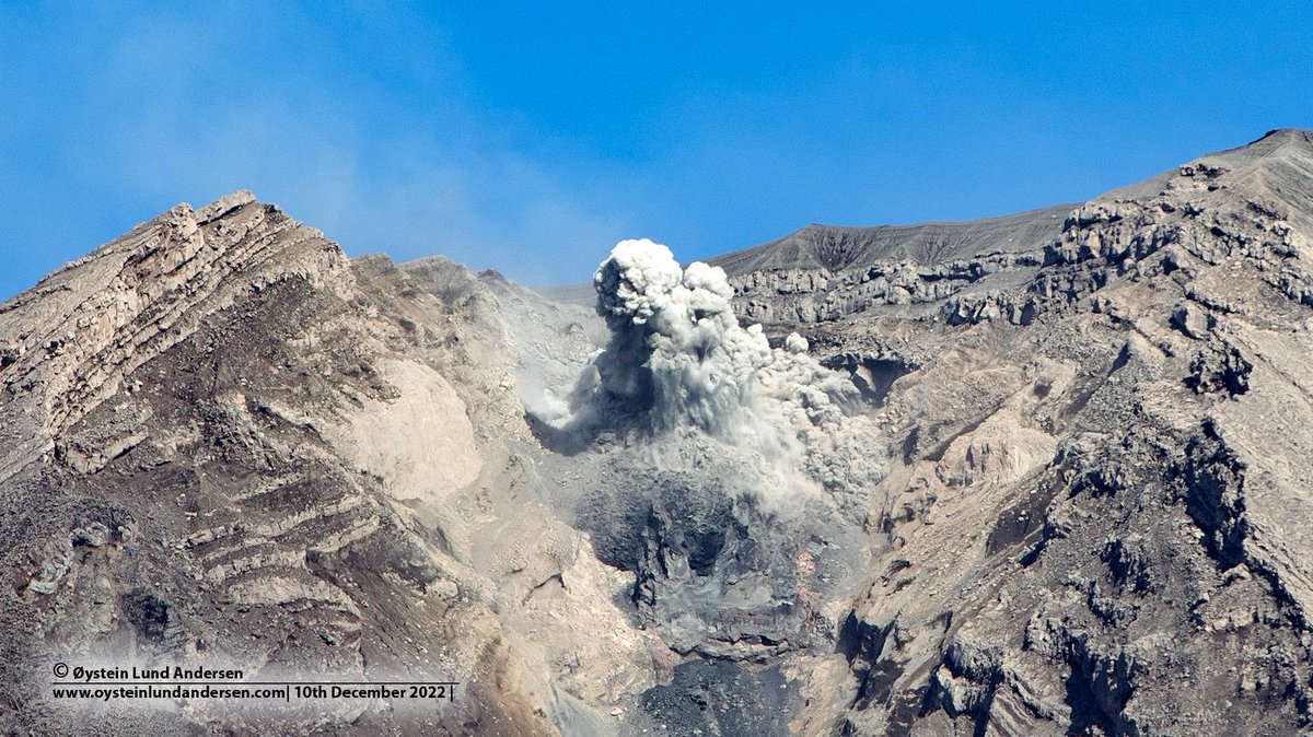 Close up with the crater of Semeru volcano as seen from the South, earlier today. 

Photo taken with a zoom lens outside the restriction zone.