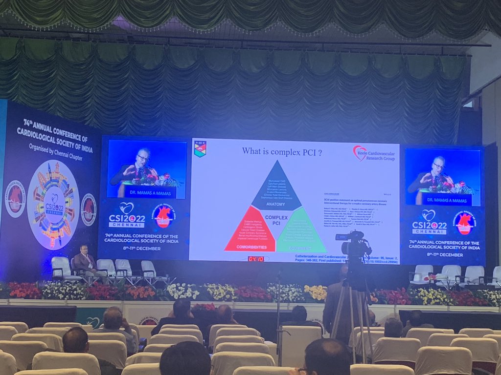 FaroucJaffer's tweet image. @mmamas1973 challenging us to change how we  complex high risk pci - from subjective complexity - to objective risk scores #CSI #CSI2022 Chennai