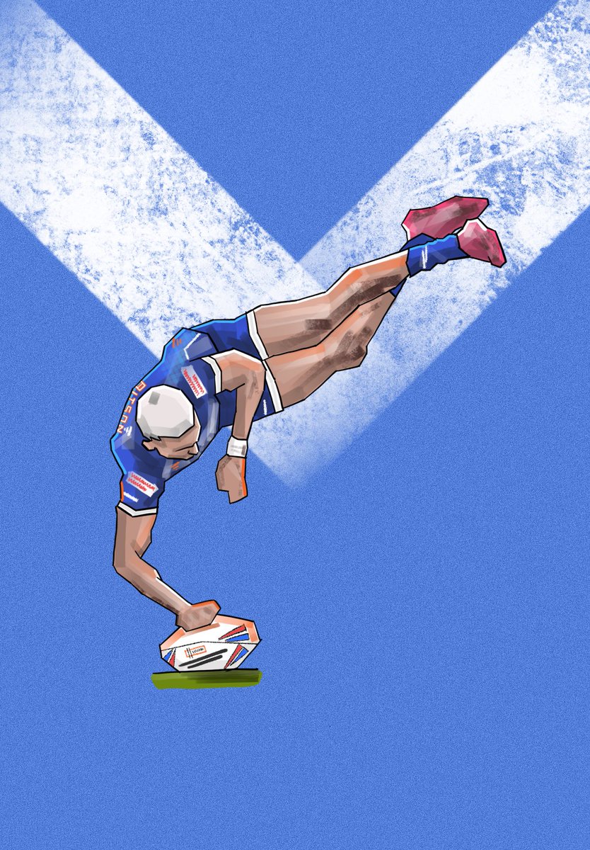 Decided to attempt illustrating @tee_ritson and his trademark diving try in the blue & white of @BarrowRaiders…hopefully see this in the red & white of @Saints1890 this season. Inspired by @CallyUA who’s smashing it alongside the @UntitledArtwrk lads, love his style of artwork.