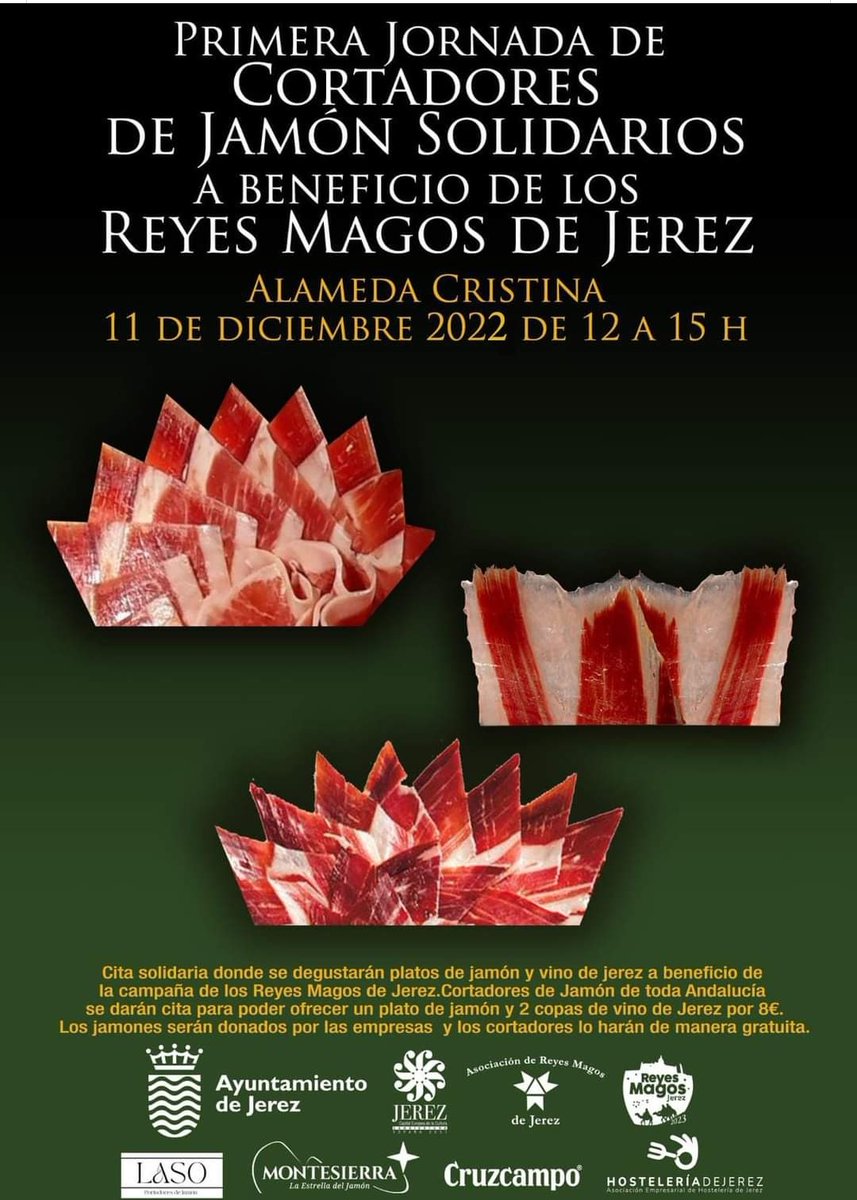 webdocjamon's tweet photo. Cambio de fecha, el solidario de Jerez será el próximo 18 de diciembre, que no falte nadie!!
#jamon #CortadoresSolidarios #jamoniberico #alcortejamonero #ayuntamientojerez #montesierra https://t.co/W7MpOK5fFF