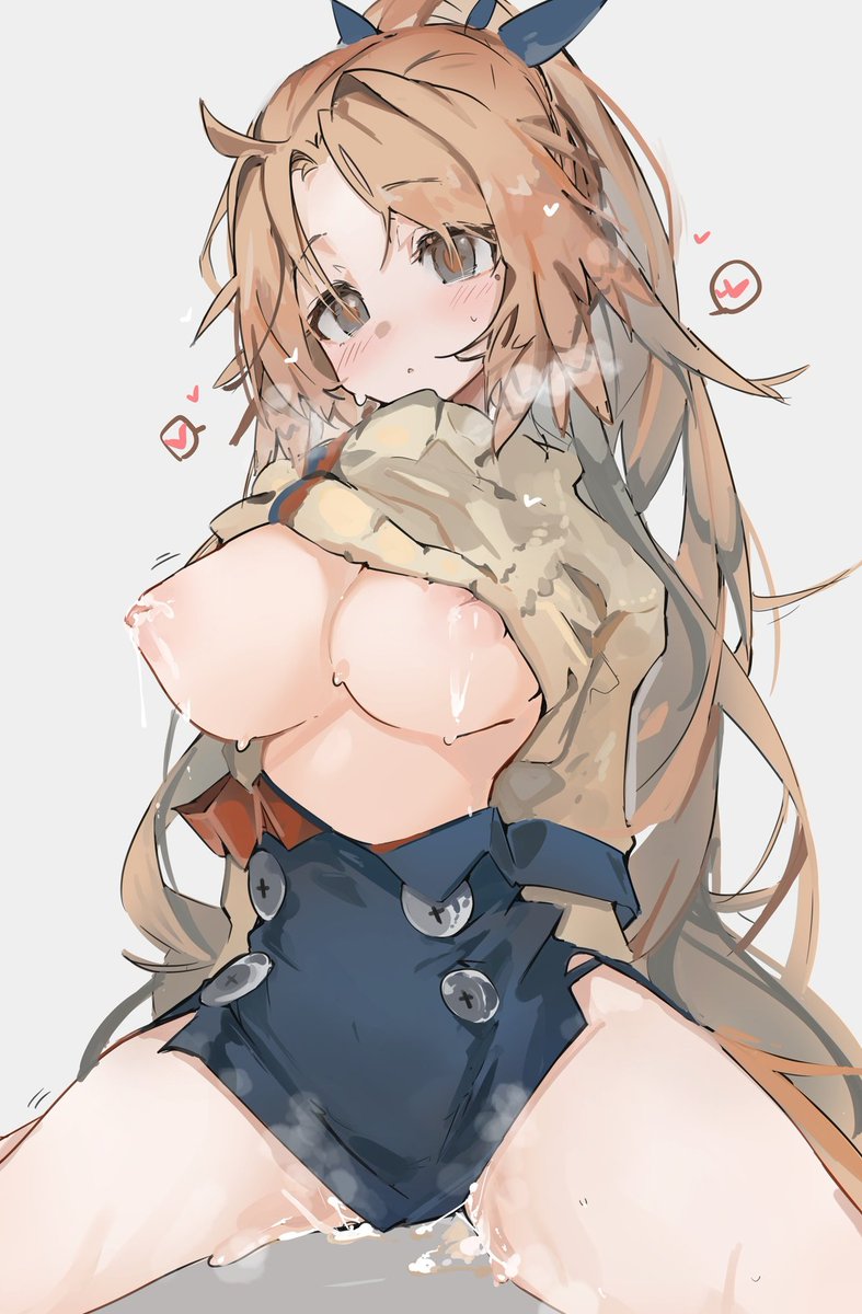 “呼♡～呼♡～呐，博士，就这样一直穿着衣服会变得黏糊糊的呢♡你看我的下面已经完全湿透了，就让我脱掉吧♡又湿又黏又痒很难受的呢……呐？博士，快点把你那粗粗硬硬的棒子放进来吧♡然后把宝宝液射进我肚子里，好不好嘛♡”
＃文爱 ＃巨乳 #萝莉