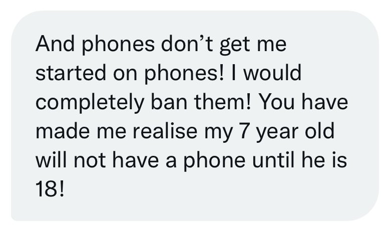 Miss_Snuffy's tweet photo. PARENTS!! 

Some parents are realising… 

Best thing you can do for your kid is not give them a smartphone. 

Give them a brick phone instead. 👍🏽 https://t.co/72hfmFo7Ug