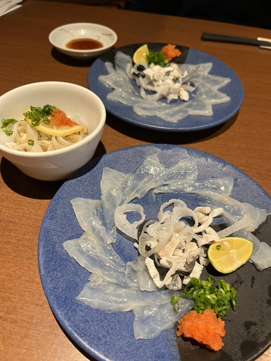 net_winko's tweet photo. ちゃんとふぐも食べましたよ🐡 https://t.co/EVICPPso0u
