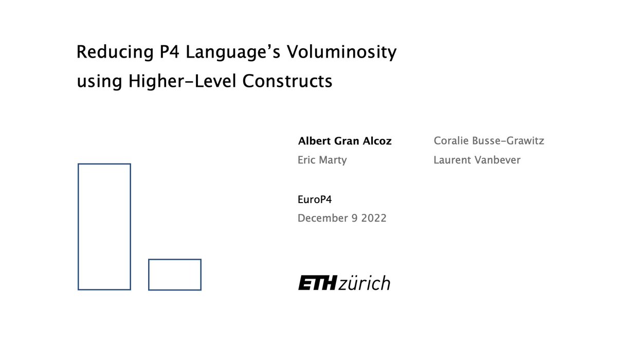 I had a lot of fun yesterday presenting O4 at #EuroP4. By introducing three simple constructs to P4 -- arrays, loops, and factories -- O4 reduces code volumes significantly while preserving P4's expressivity and fine-grained control 🚀🙌. Slides here: albertgran.com/assets/pdfs/o4…