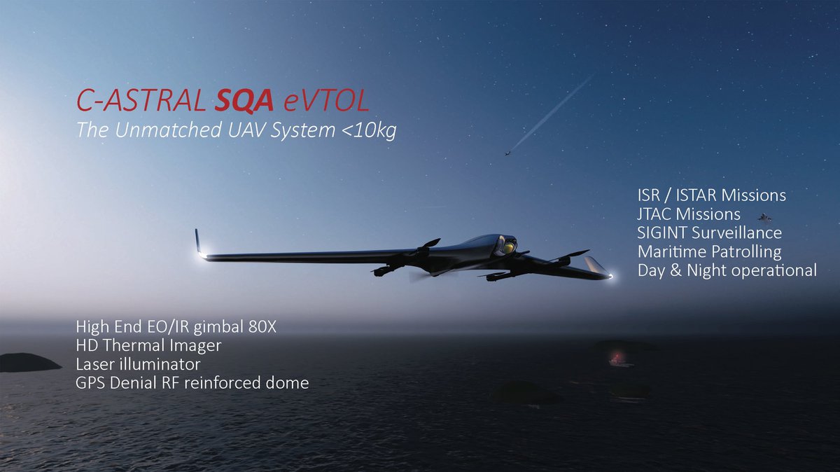 👉C-Astral SQA Multirole eVTOL👈 The Unmatched UAS from industry leader in minidrone ✅ 100% auton.VTOL ✅ High end gimbal EO/IR/LI Zoom 80x ✅HD Thermal imager ✅ Anti-GNSS denial dome ✅Stealthy &amp; silent ✅info@droneprovide.com #specialforces #sofins #OTAN #goldminingnews