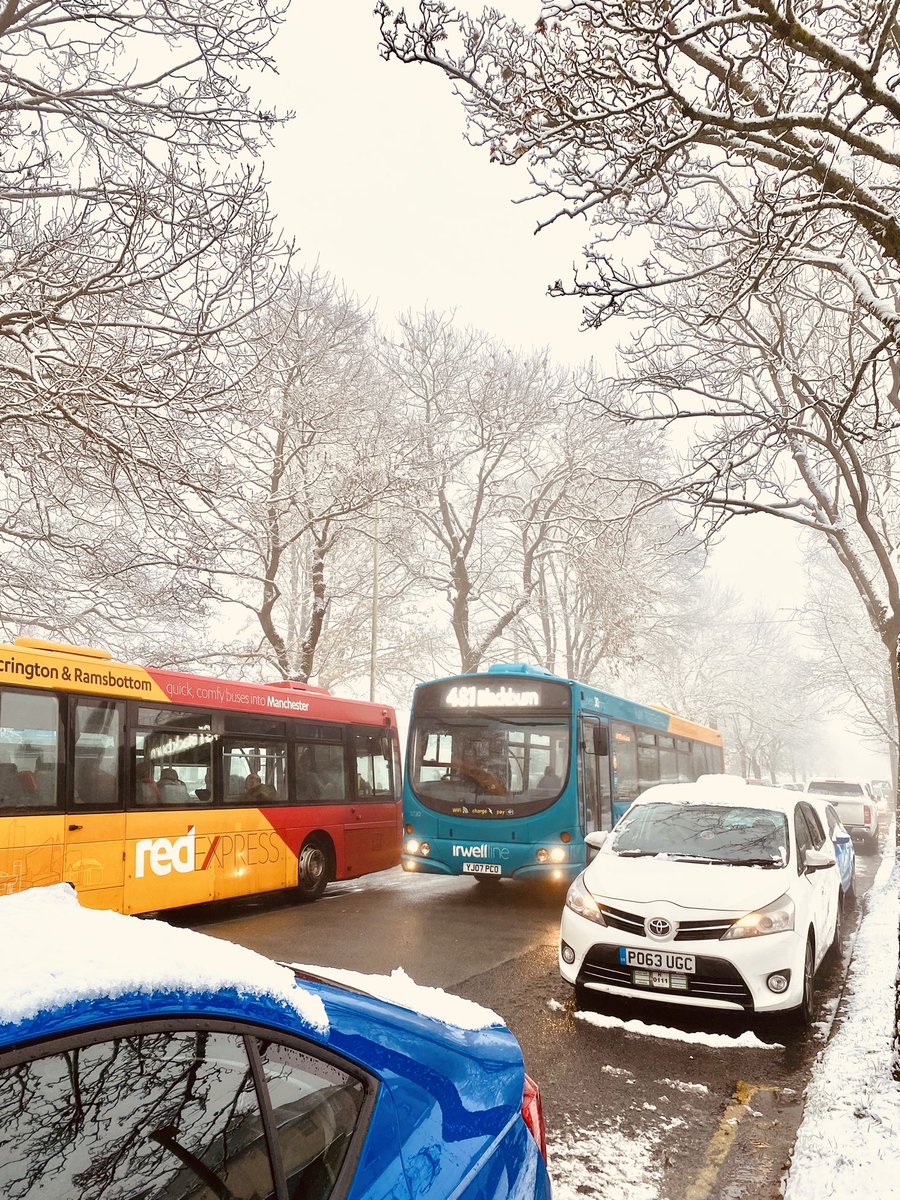 When #RedExpress met #Irwellline under the snow.