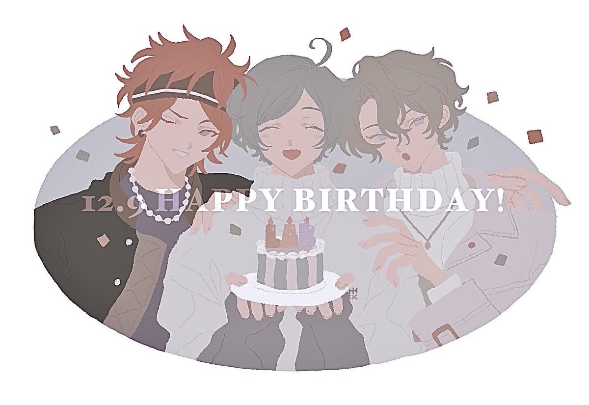 multiple boys 3boys food cake one eye closed male focus closed eyes  illustration images