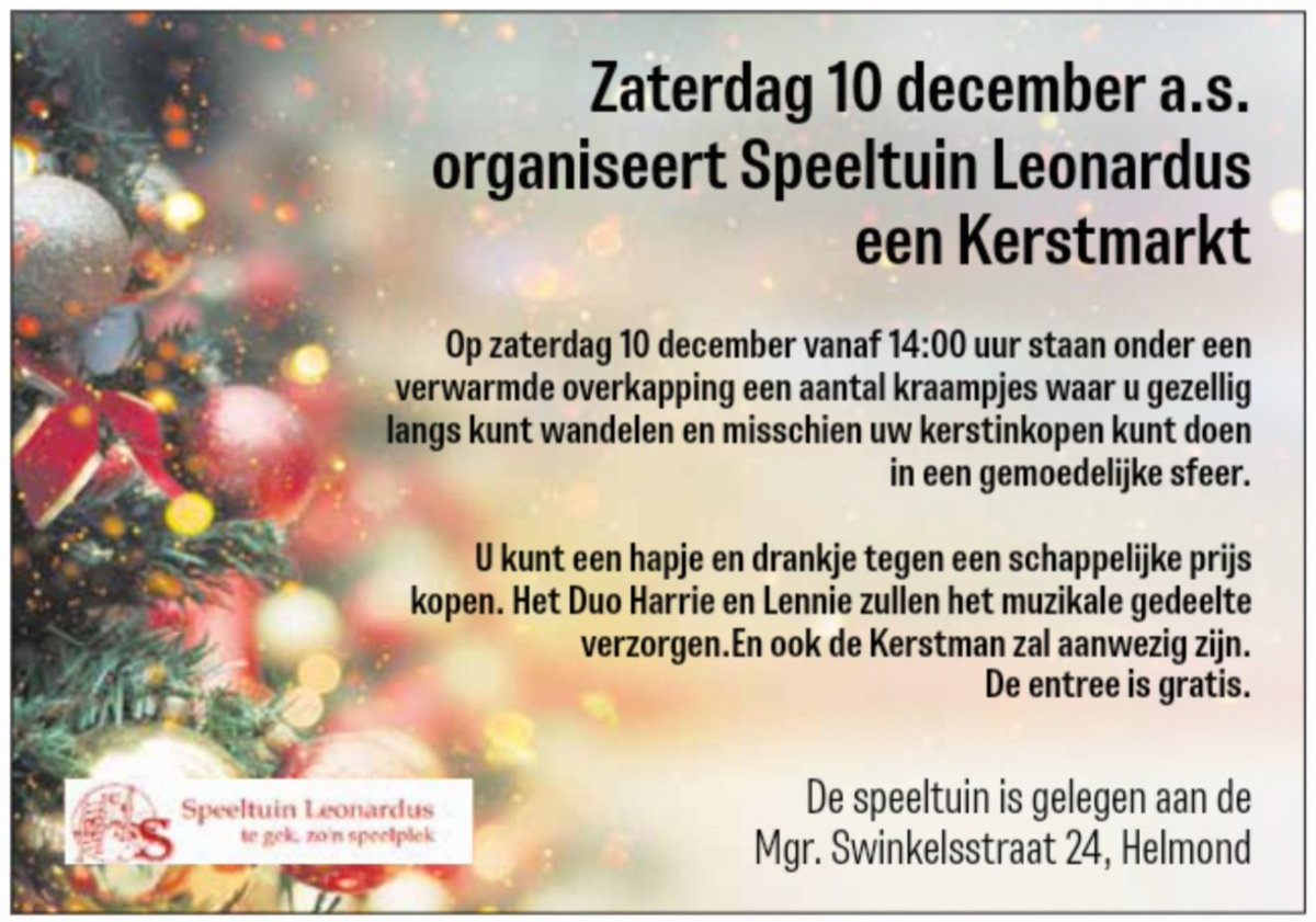 De voorbereidingen zijn in volle gang. Om 14.00uur start de kerstmarkt