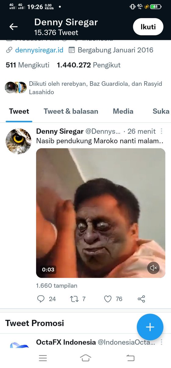 PartaMinang's tweet photo. Aseek @Dennysiregar7 tidak mendukung maroko, 99,9% maroko menang https://t.co/c1A5kNW1pq