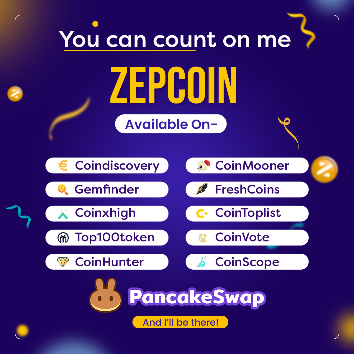 zepcoinofficial's tweet photo. look for Zepcoin on any exchange and it’ll be there with high liquidity and global virtual circulation.

#pancakeswap #coindiscovery #coinmooner #gemfinder #freshcoins #coinvote https://t.co/hxuo2t3g3o