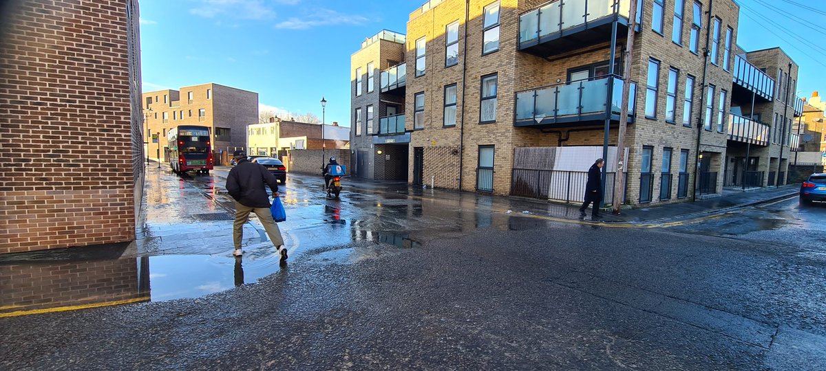 <a href="/thameswater/">Thames Water 💧</a> Drummond Road in Croydon is very dangerous for pedestrians and cyclists because of the leak. Please fix it ASAP