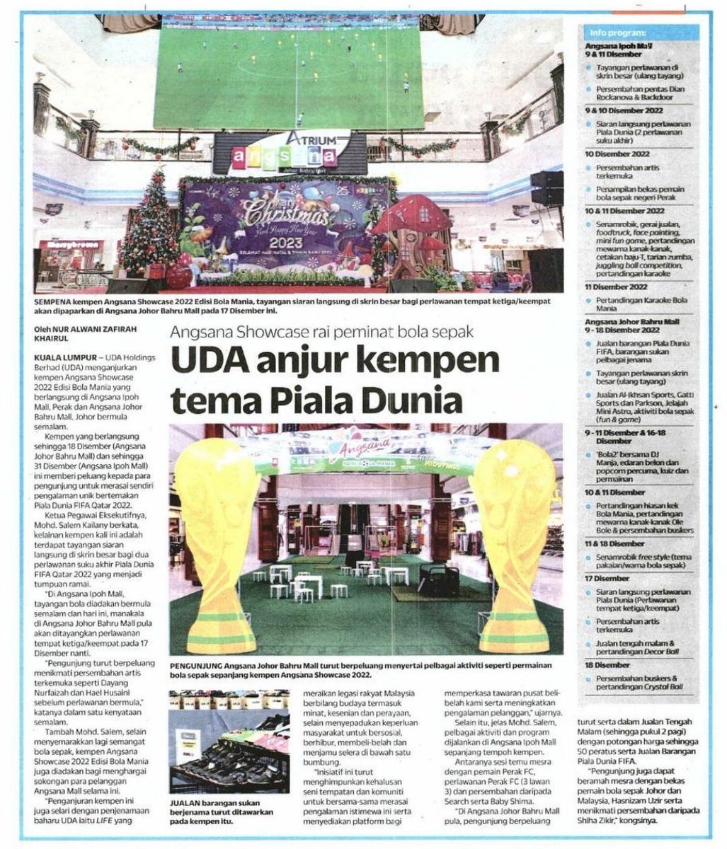 UDA Holdings Berhad memeriahkan suasana ceria Piala Dunia di Qatar. Siapa pasukan pilihan anda yang bakal juara???